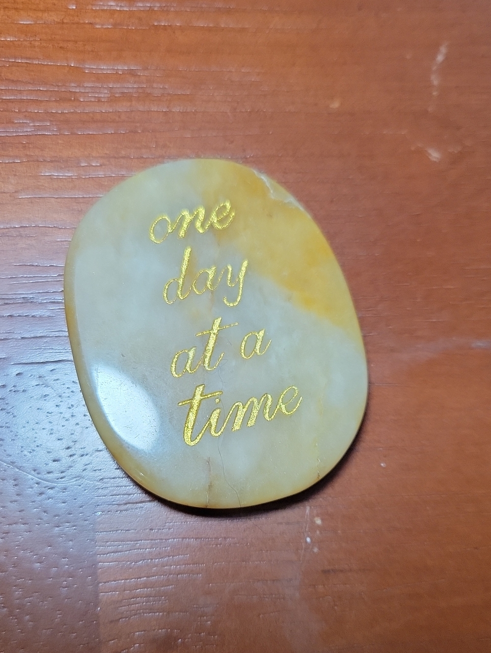 Polished Stone Pocket - one day at a time - Yellow Jasper Crystal (1)